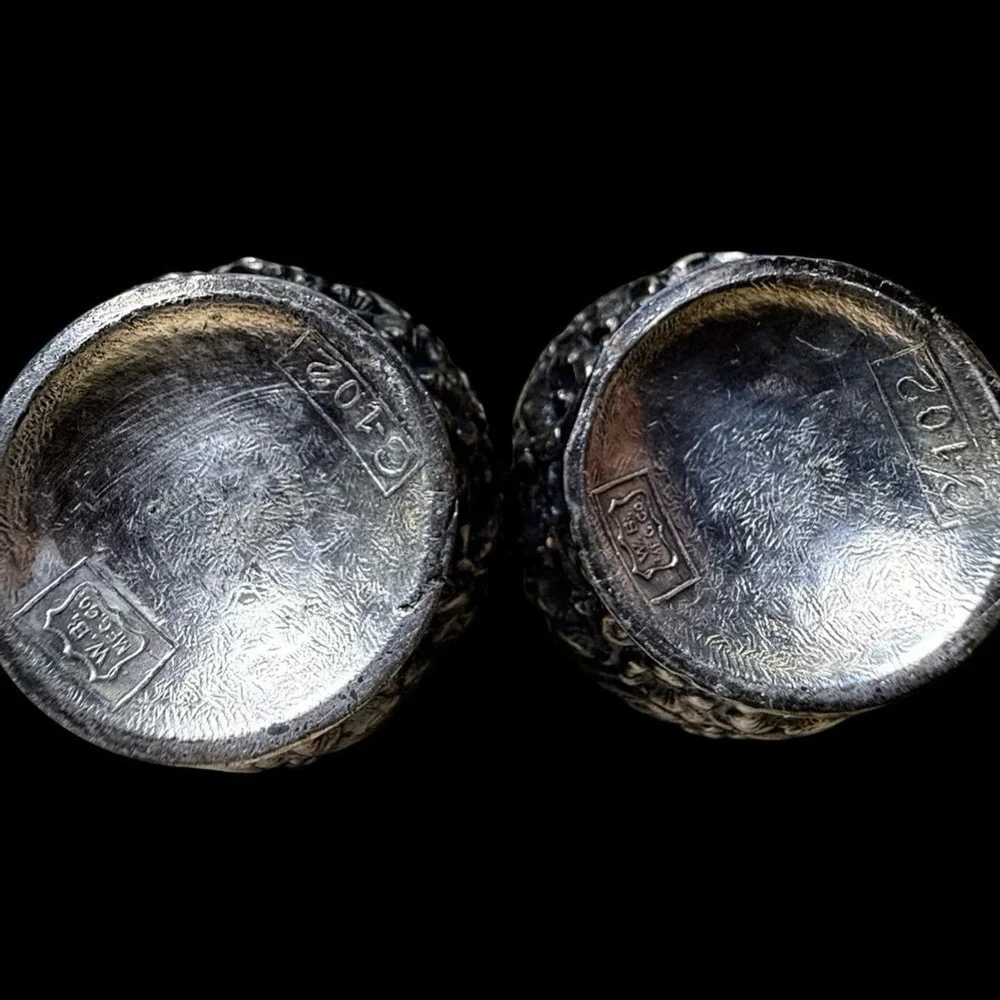 VTG Fancy Silver Plate Salt & Pepper Shakers W.B. Mfg Co.‎ Floral Pair